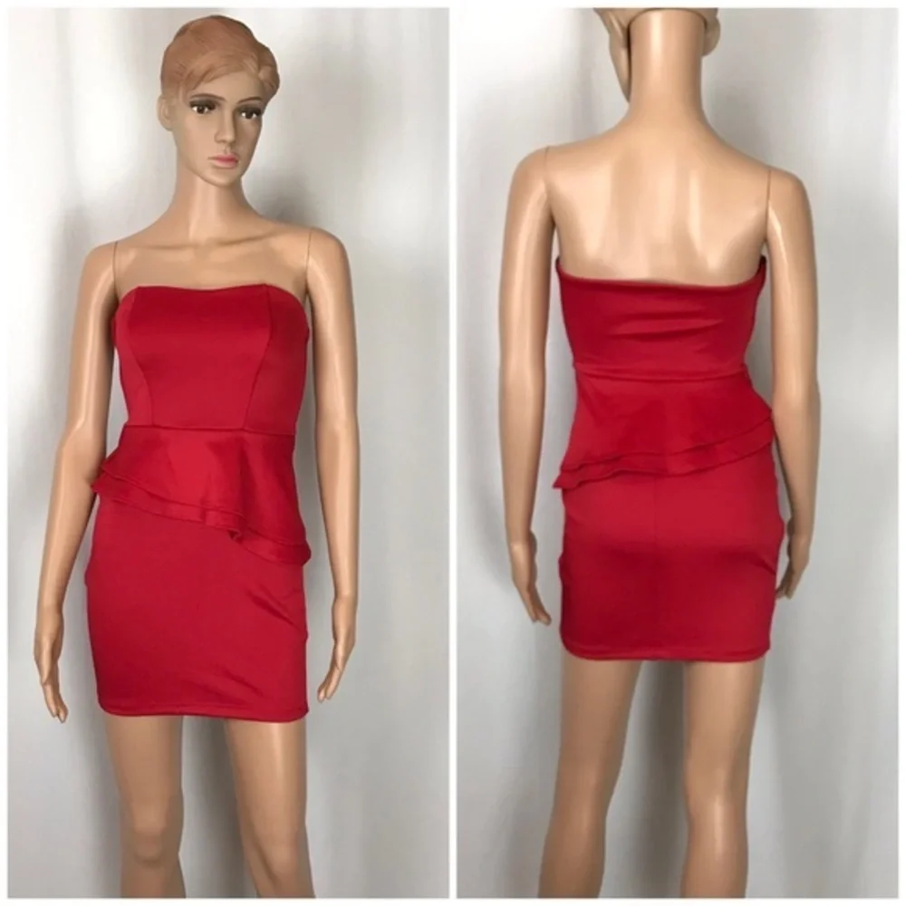 Jr's Wet Seal Red Mini Dress w Ruffle Detail Sz S - Picture 1 of 7